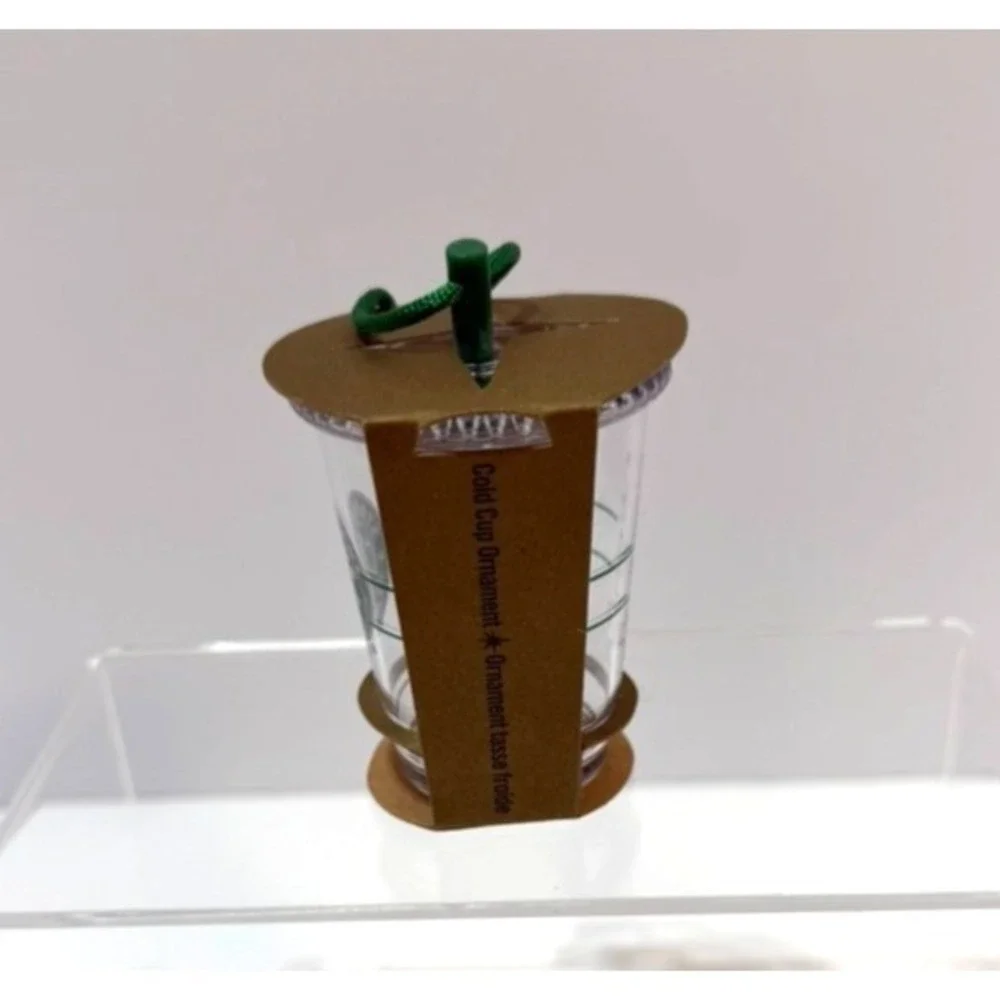 Starbucks 2010 Clear Cold Cup Ornament Old Logo with‎ Black Background New